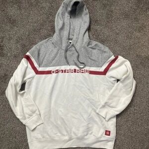 G-Star Gray and White Hoodie with Red Accents